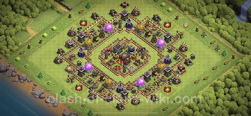 Anti GoWiWi / GoWiPe TH10 Base Plan with Link, Hybrid, Copy Town Hall 10 Design 2023, #64