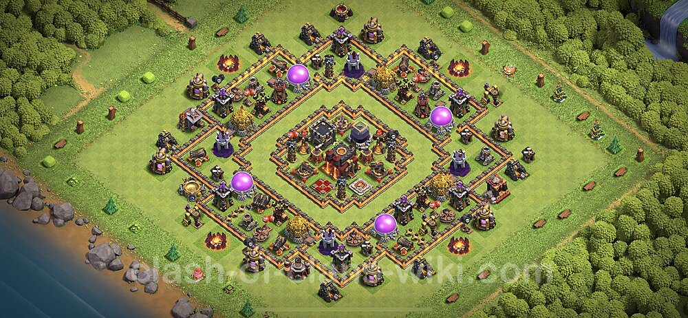 Diseño de aldea Anti GoWiWi / GoWiPe Ayuntamiento 10 Copiar, Híbrido - COC TH10 Perfecta Distribucion 2023 + Enlace, #64