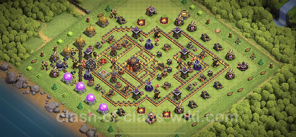 TH10 Trophy Base Plan with Link, Anti Everything, Copy Town Hall 10 Base Design 2023, #71