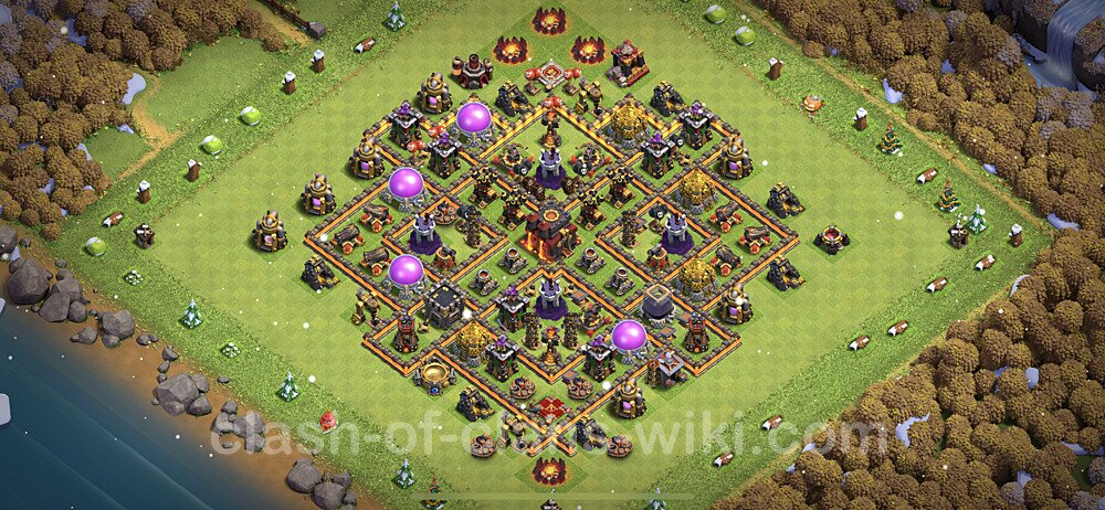 TH10 Trophy Base Plan with Link, Anti Everything, Hybrid, Copy Town Hall 10 Base Design 2023, #829