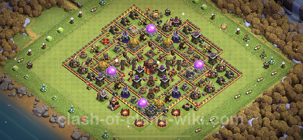 TH10 Trophy Base Plan with Link, Anti 3 Stars, Hybrid, Copy Town Hall 10 Base Design 2023, #835