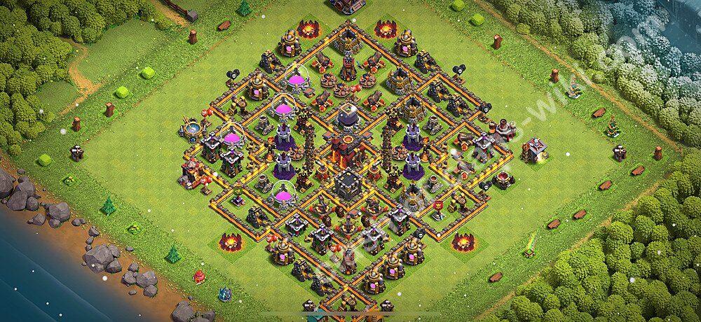 Diseño de aldea para Defensa Ayuntamiento 10 Copiar, Liga de Leyenda - COC TH10 Perfecta Distribucion 2026 + Enlace, #842