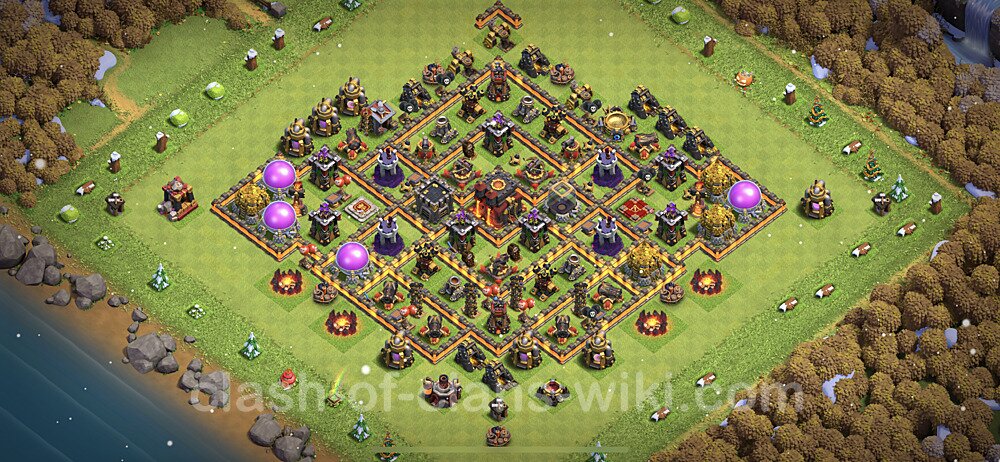 TH10 Anti 2 Stars Base Plan with Link, Copy Town Hall 10 Base Design 2023, #843