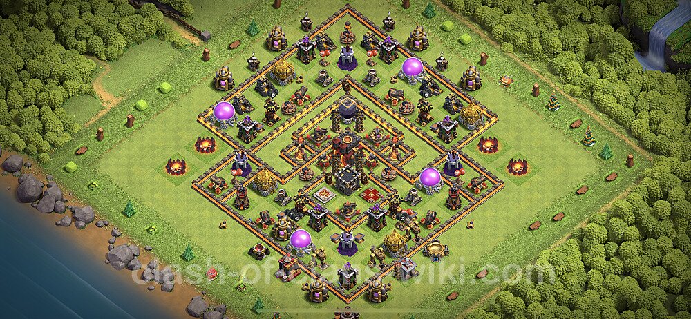 Anti Everything TH10 Base Plan with Link, Hybrid, Copy Town Hall 10 Design 2023, #90