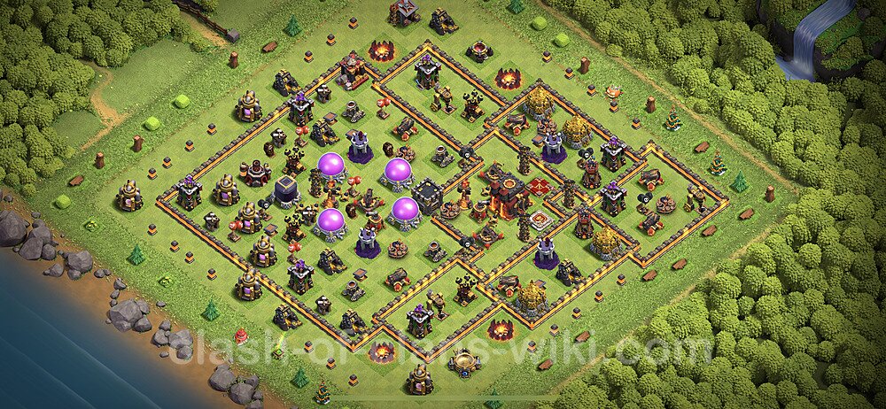 Base plan TH10 (design / layout) with Link, Anti 3 Stars, Hybrid for Farming 2023, #1022