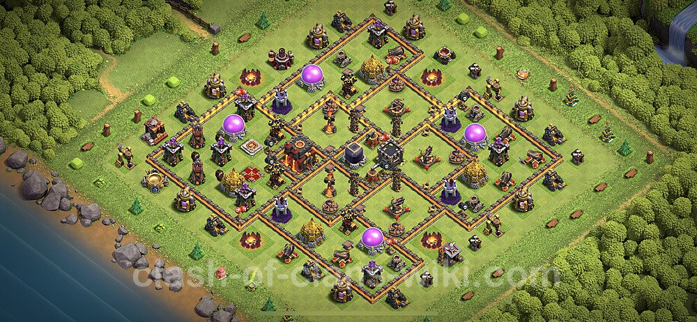 Base plan TH10 (design / layout) with Link, Anti 3 Stars for Farming 2023, #1041