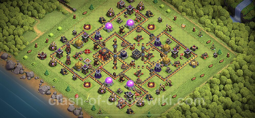 Base plan TH10 (design / layout) with Link, Anti Everything, Hybrid for Farming 2023, #1141