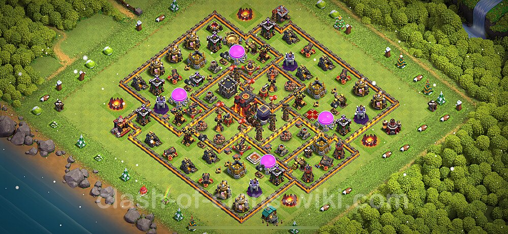 Base plan TH10 (design / layout) with Link, Anti 2 Stars, Hybrid for Farming 2024, #1635