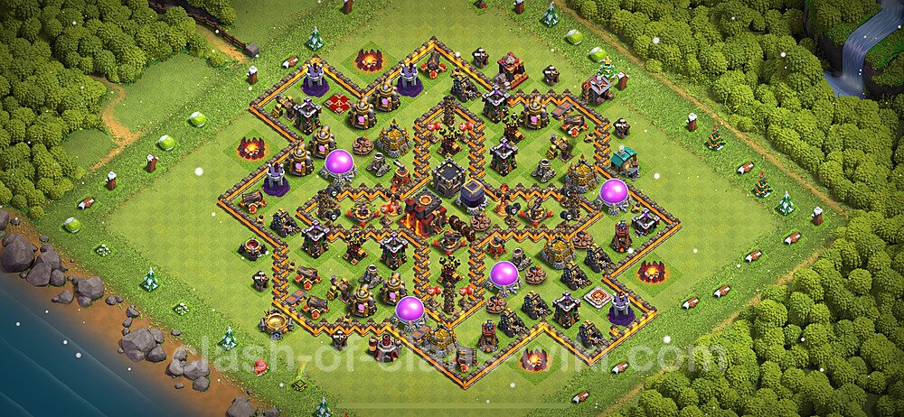 Base plan TH10 (design / layout) with Link, Anti Everything, Hybrid for Farming 2024, #1650
