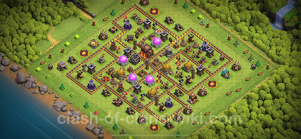 Base plan TH10 (design / layout) with Link, Anti 3 Stars for Farming 2024, #1793