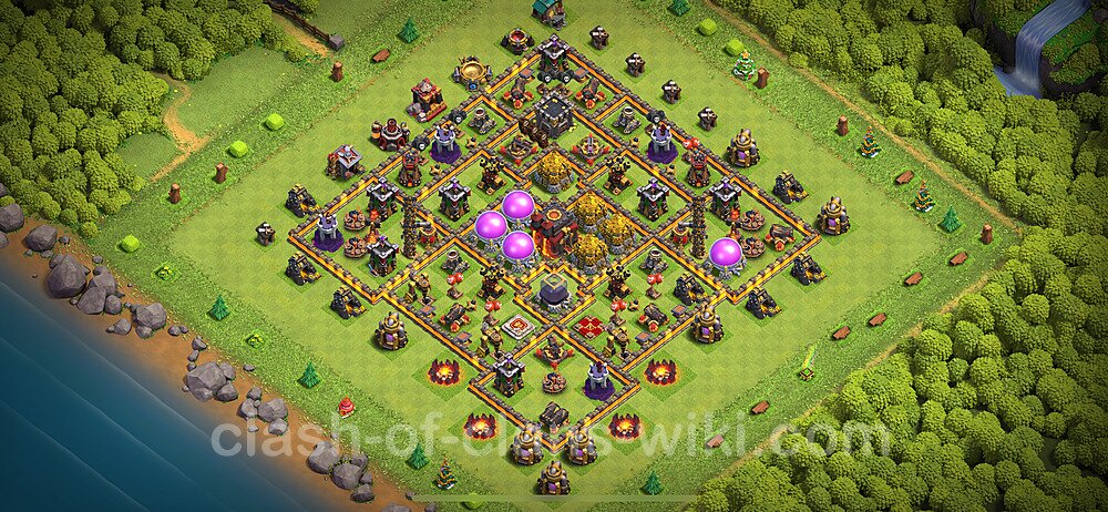 Base plan TH10 Max Levels with Link, Hybrid for Farming 2024, #1975