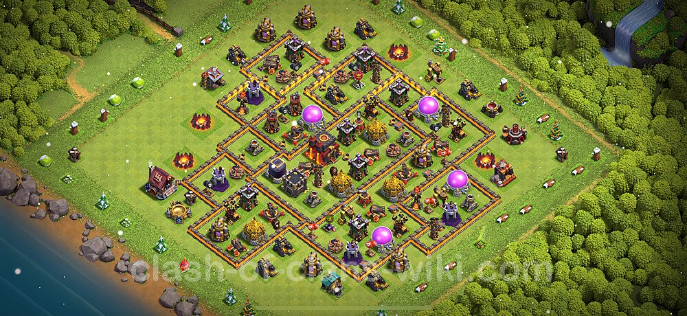 Diseño de aldea para farming Ayuntamiento 10 Copiar, Anti 3 Estrellas, Anti Todo - COC TH10 Perfecta Distribucion 2025 + Enlace, #2158