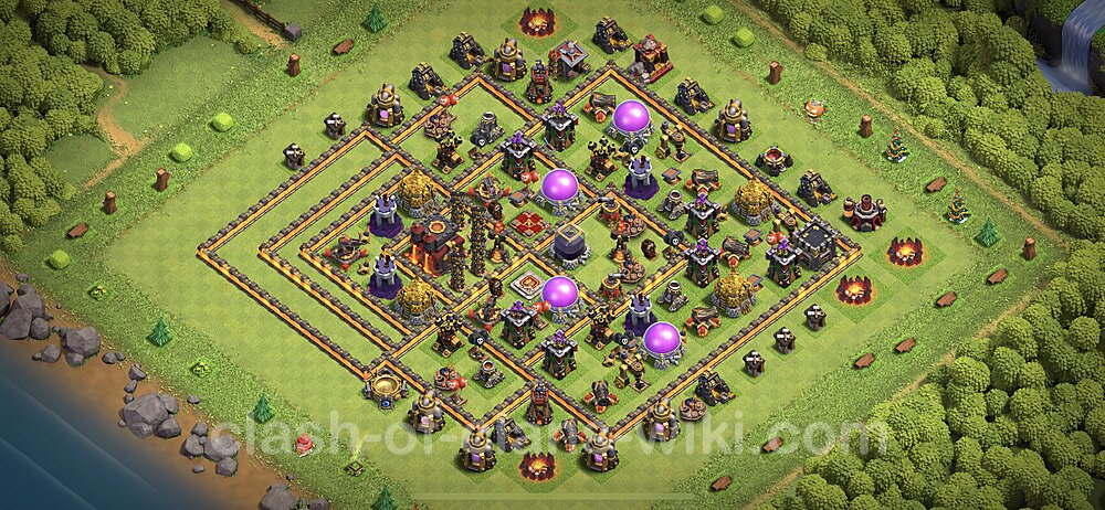 Base plan TH10 Max Levels with Link, Hybrid for Farming 2023, #266