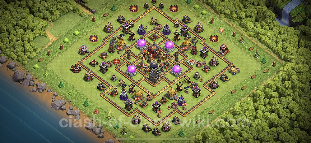Base plan TH10 Max Levels with Link, Anti Everything, Hybrid for Farming 2023, #267