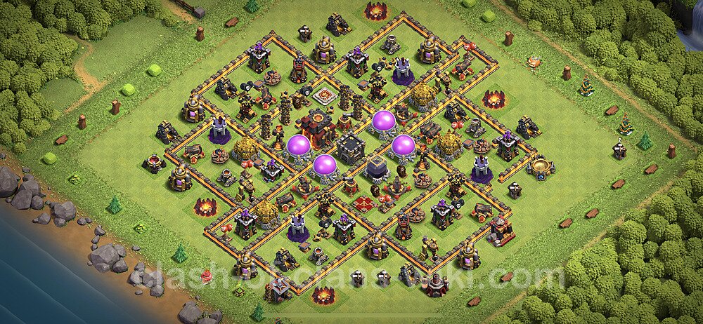 Base plan TH10 Max Levels with Link, Anti Everything, Hybrid for Farming 2023, #274