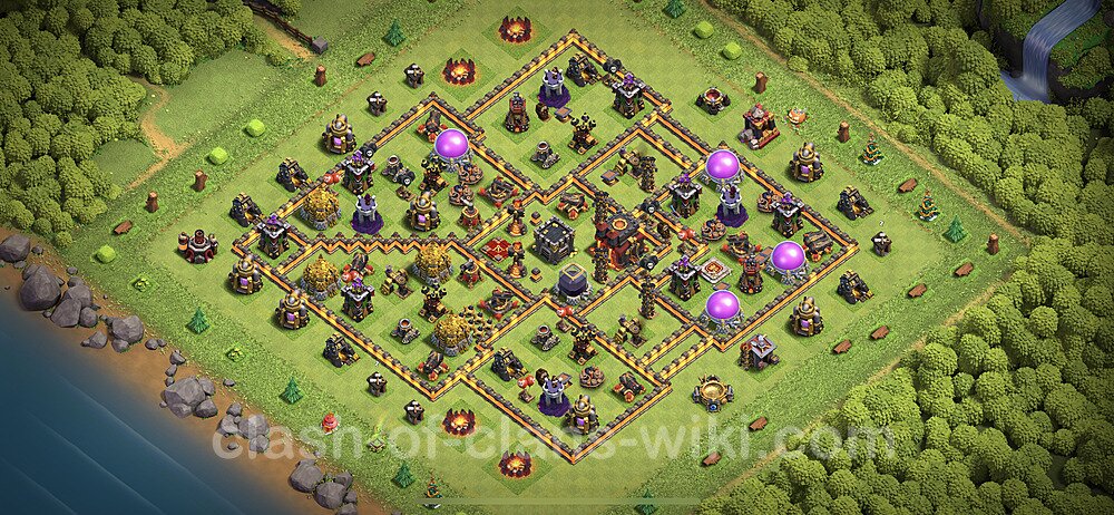 Base plan TH10 (design / layout) with Link, Anti Everything, Hybrid for Farming 2023, #277