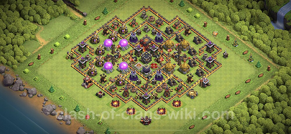 Base plan TH10 Max Levels with Link, Anti Everything, Hybrid for Farming 2023, #278