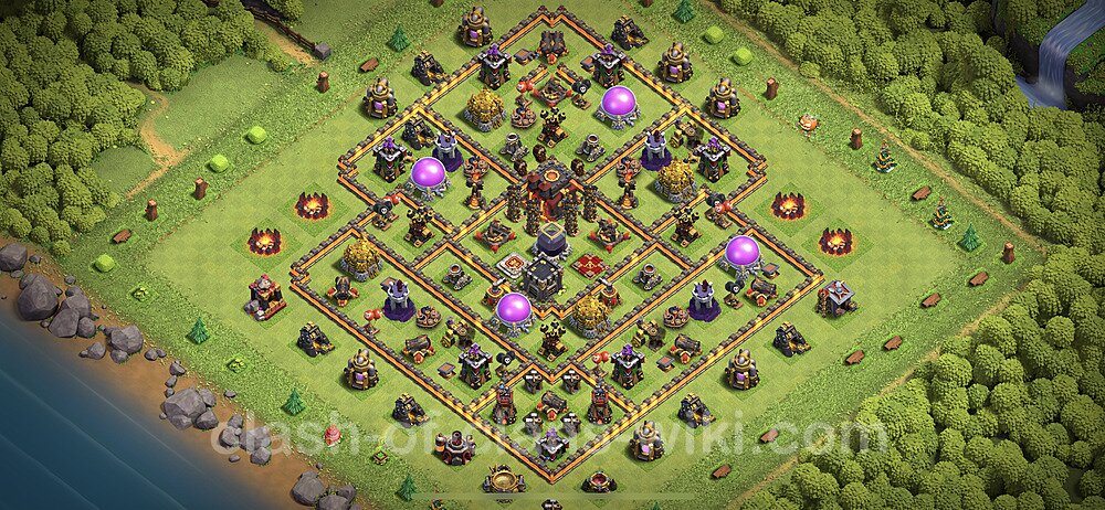 Base plan TH10 Max Levels with Link, Anti Everything, Hybrid for Farming 2023, #279