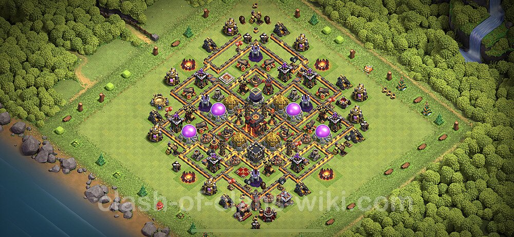 Base plan TH10 (design / layout) with Link, Anti Everything, Hybrid for Farming 2023, #281