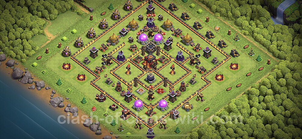 Base plan TH10 (design / layout) with Link, Anti Everything, Hybrid for Farming 2023, #282