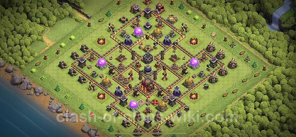 Base plan TH10 (design / layout) with Link, Anti 3 Stars, Hybrid for Farming 2023, #283