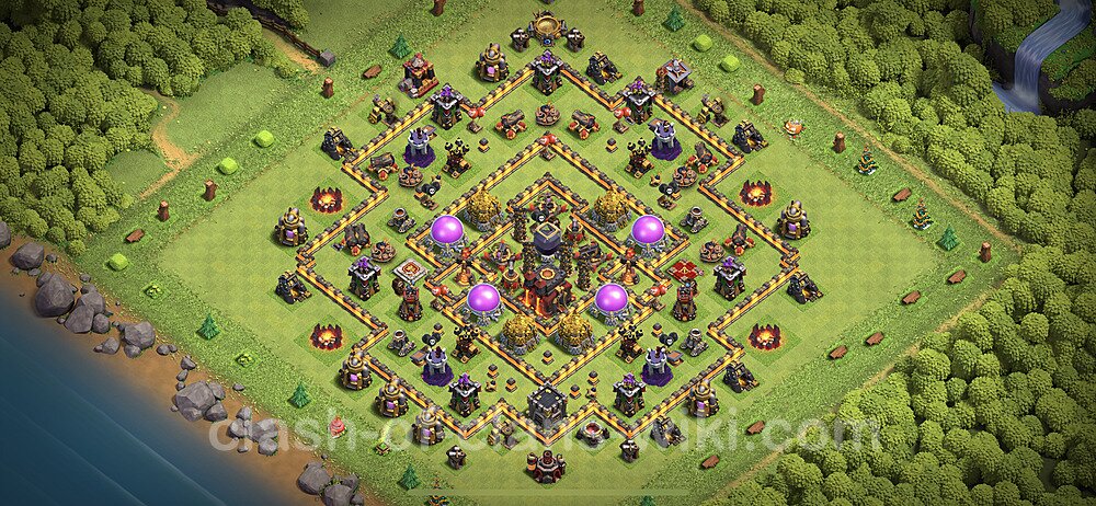 Base plan TH10 (design / layout) with Link, Anti Everything, Hybrid for Farming 2023, #284