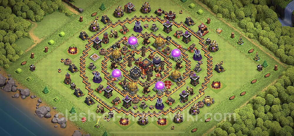 Base plan TH10 (design / layout) with Link, Anti Everything, Hybrid for Farming 2023, #285