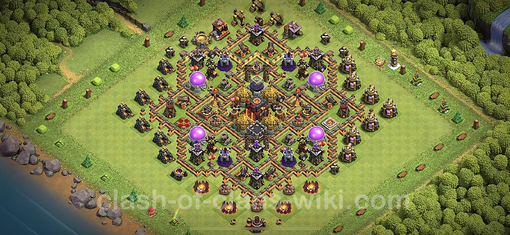 Base plan TH10 (design / layout) with Link, Anti 2 Stars, Hybrid for Farming 2023, #289