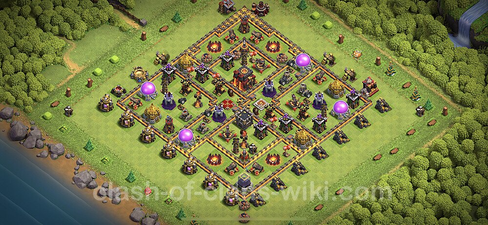 Base plan TH10 (design / layout) with Link, Anti Air / Dragon for Farming 2023, #300