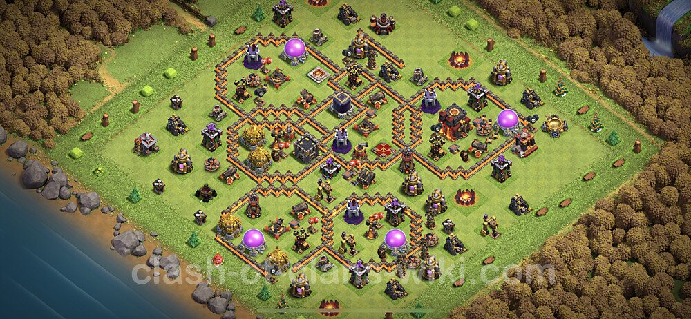 Base plan TH10 (design / layout) with Link, Anti Everything, Hybrid for Farming, #670