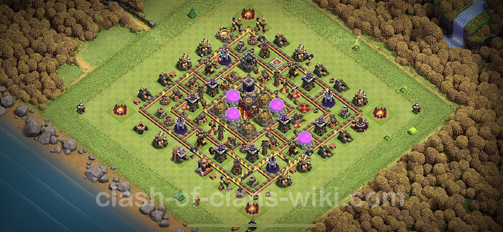 Base plan TH10 (design / layout) with Link, Anti 3 Stars, Hybrid for Farming, #679