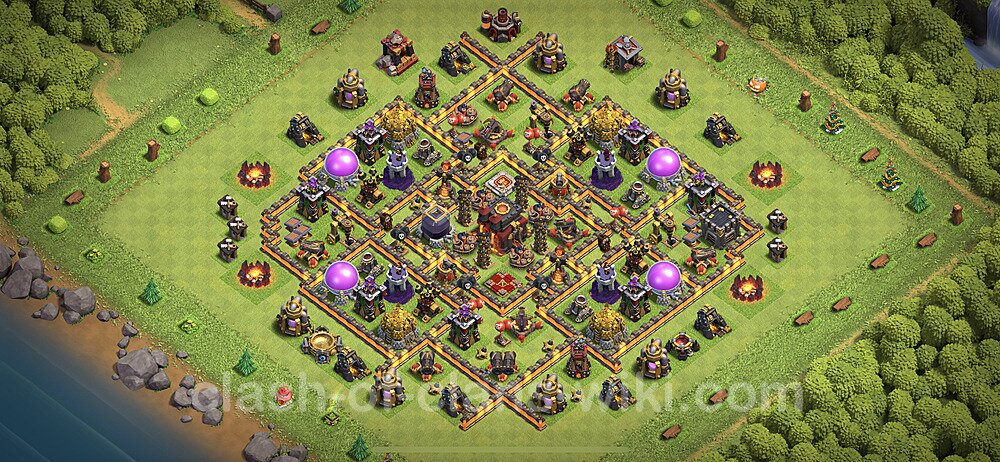 Base plan TH10 (design / layout) with Link, Anti Everything, Hybrid for Farming 2023, #69