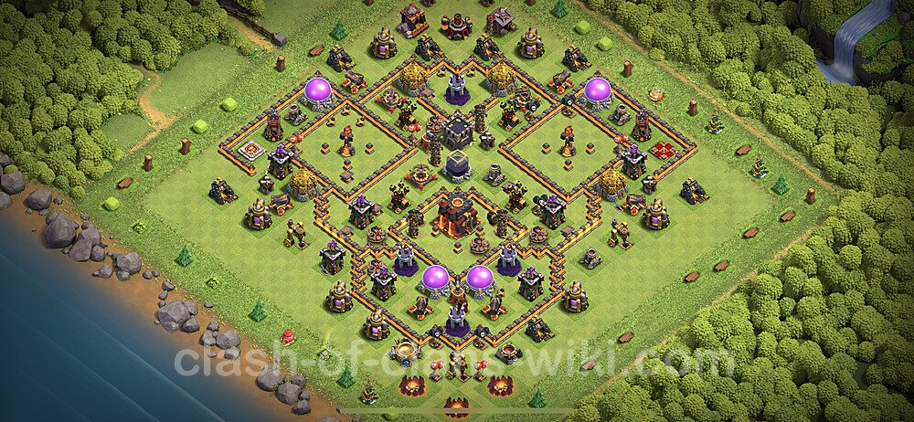 Base plan TH10 (design / layout) with Link, Anti Everything, Hybrid for Farming 2023, #70