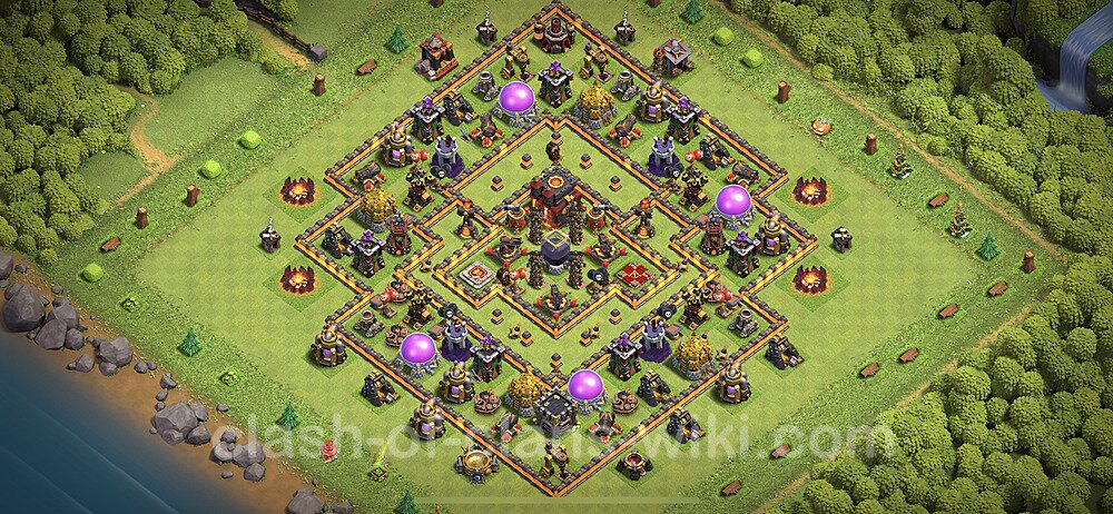 Base plan TH10 (design / layout) with Link, Anti Everything, Hybrid for Farming 2023, #71