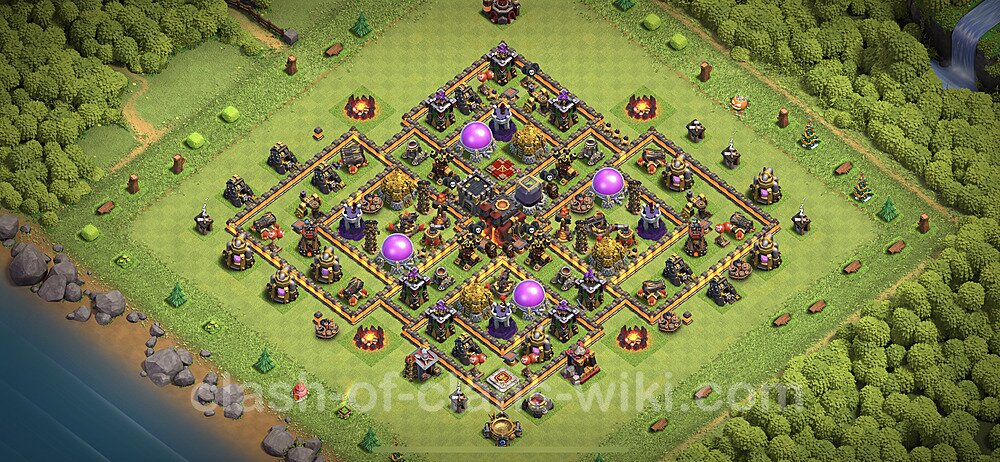 Base plan TH10 (design / layout) with Link, Legend League, Hybrid for Farming 2023, #72
