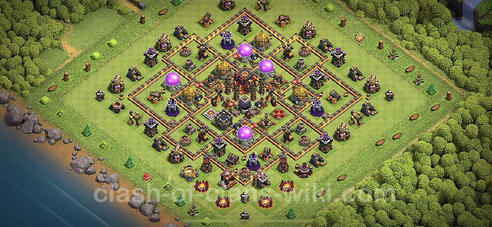 Base plan TH10 (design / layout) with Link, Anti Everything, Hybrid for Farming 2023, #74