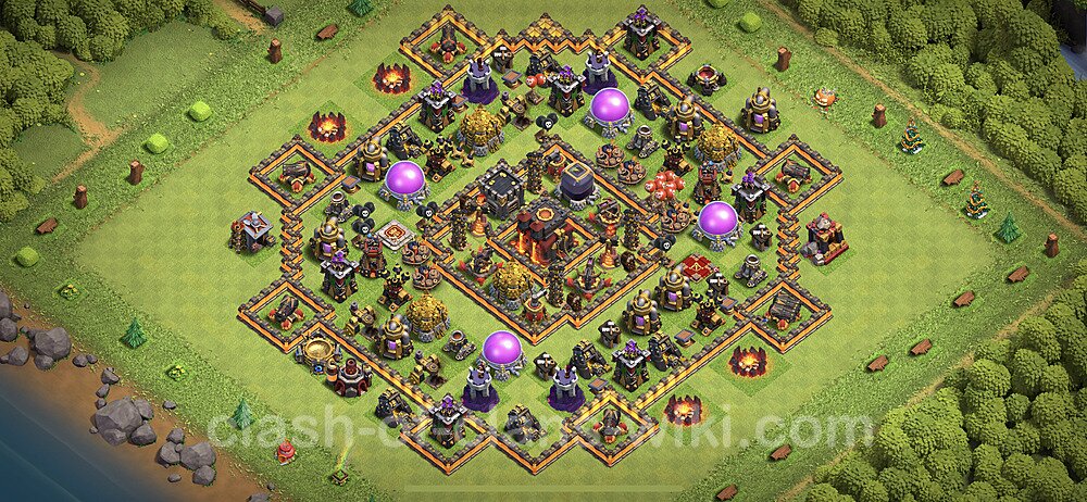 Base plan TH10 (design / layout) with Link, Anti Everything, Hybrid for Farming 2023, #76