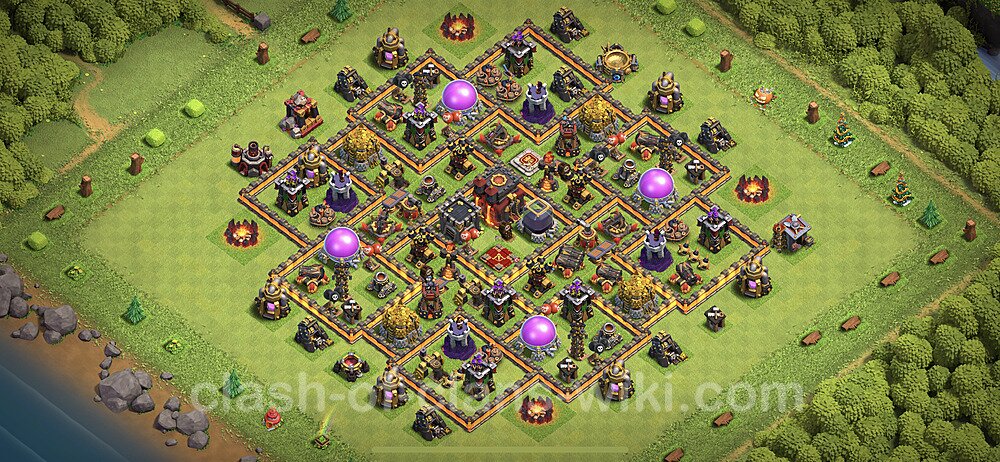 Base plan TH10 (design / layout) with Link, Legend League, Hybrid for Farming 2023, #77