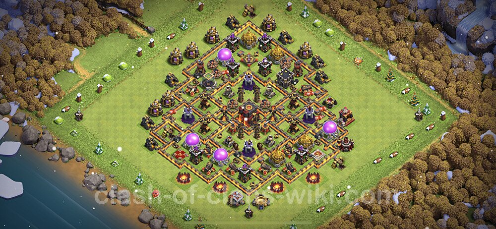 Base plan TH10 (design / layout) with Link, Anti Everything, Hybrid for Farming 2023, #834