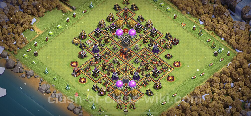 Base plan TH10 (design / layout) with Link, Anti Everything, Hybrid for Farming 2023, #878