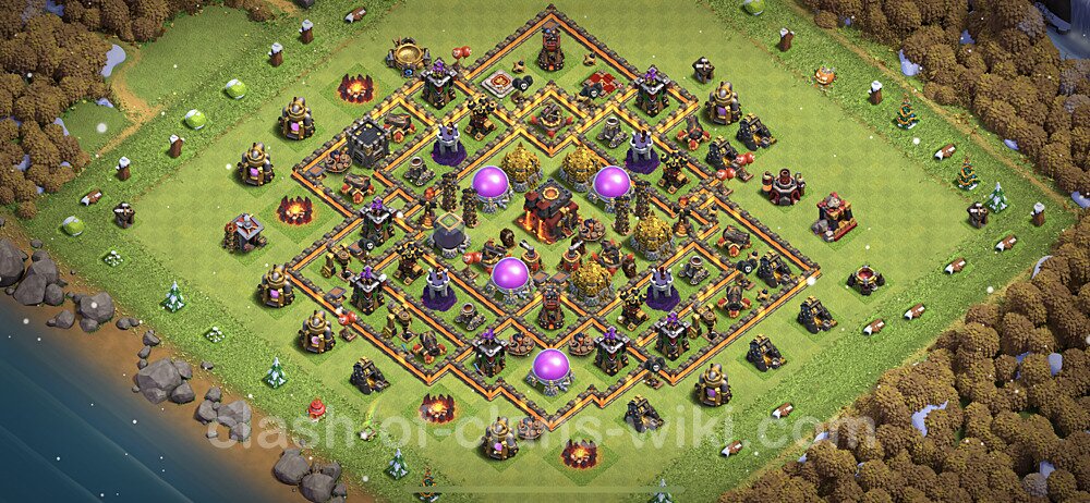 Base plan TH10 (design / layout) with Link, Anti 3 Stars, Hybrid for Farming 2023, #879