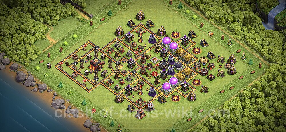 Base plan TH10 Max Levels with Link, Hybrid for Farming 2023, #88