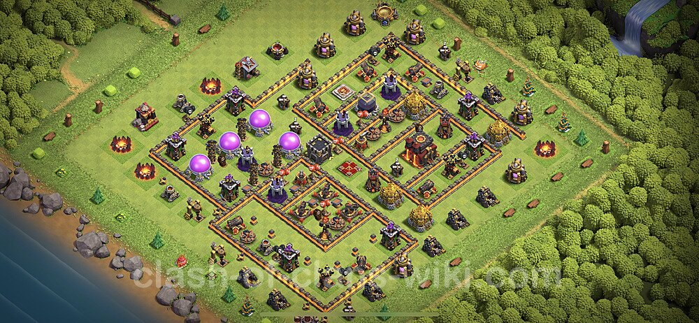 Base plan TH10 Max Levels with Link, Anti Everything, Hybrid for Farming 2023, #91