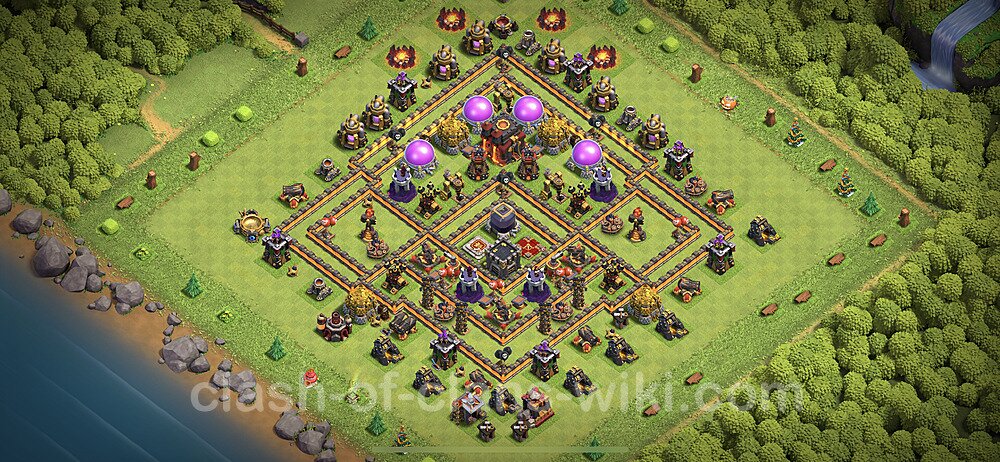 Base plan TH10 Max Levels with Link, Anti Everything, Hybrid for Farming 2023, #97