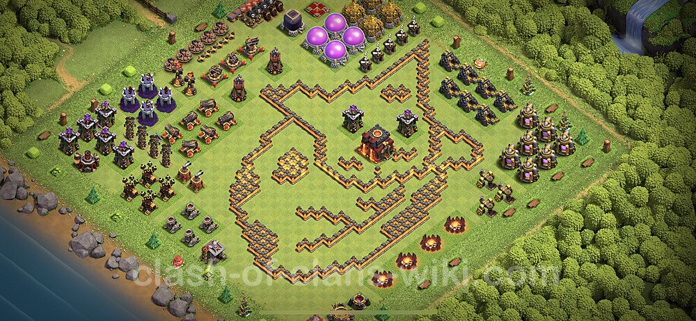 TH10 Troll Base Plan with Link, Copy Town Hall 10 Funny Art Layout 2023, #1026