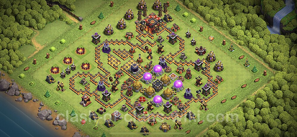 TH10 Troll Base Plan with Link, Copy Town Hall 10 Funny Art Layout 2023, #1039