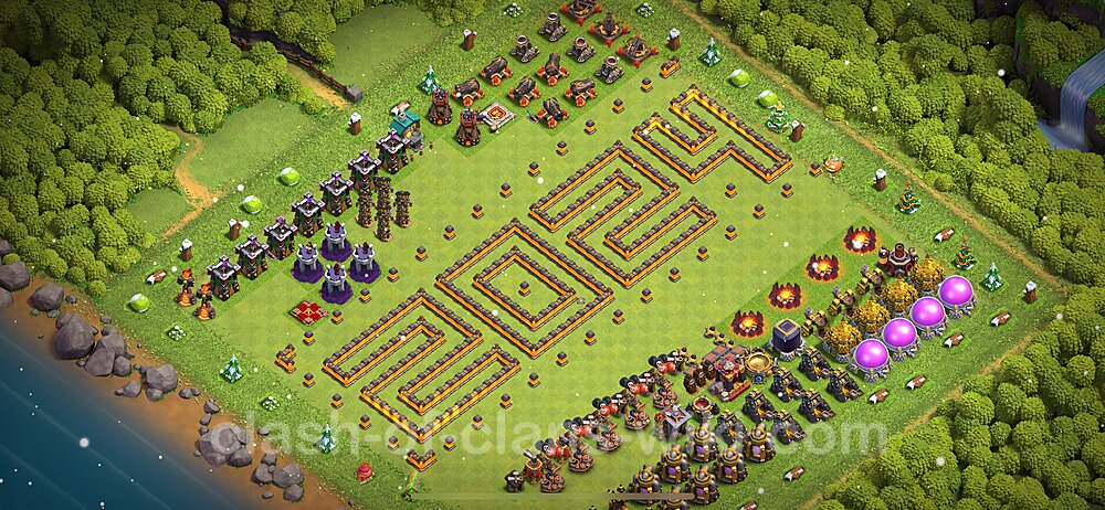 TH10 Troll Base Plan with Link, Copy Town Hall 10 Funny Art Layout 2024, #1317