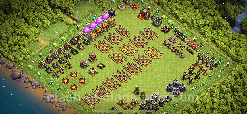 TH10 Troll Base Plan with Link, Copy Town Hall 10 Funny Art Layout 2024, #1375