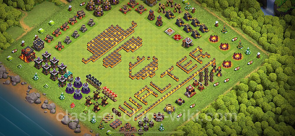 TH10 Troll Base Plan with Link, Copy Town Hall 10 Funny Art Layout 2024, #1721