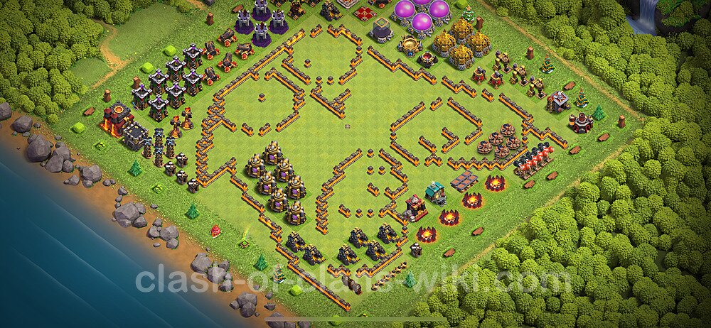 Funny Troll Diseño de aldea Ayuntamiento 10 Copiar - COC TH10 Perfecta Distribucion 2024 + Enlace, #1845